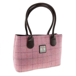 Harris Tweed 'Cassley' Classic Handbag in Bright Pink with Overcheck