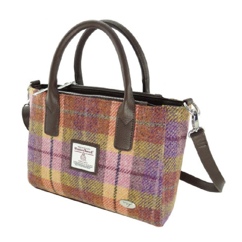 Harris_Tweed__Brora__Small_Tote_in_Peach_and_Purple_Tartan Harris_Tweed__Brora__Small_Tote_in_Peach_and_Purple_Tartan