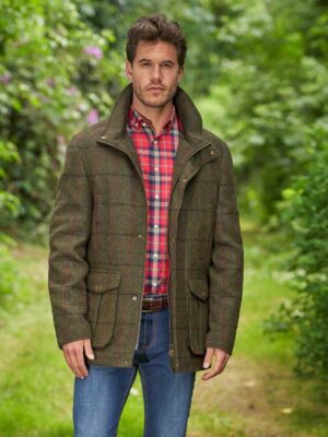 Harris Tweed Fieldjacket "Bristol" In Green Overcheck