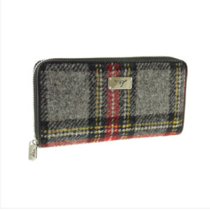 Harris Tweed 'Staffa' Purse Grey and Red Tartan