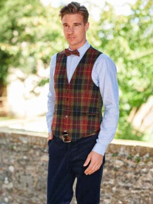 Harris Tweed Vestje Tailor In Check Of Island