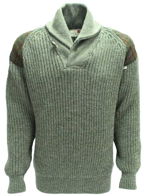 Chunky_knit_Shawl_Collar_Sweater_with_Harris_Tweed_patches_Derbytweed Chunky_knit_Shawl_Collar_Sweater_with_Harris_Tweed_patches_Derbytweed