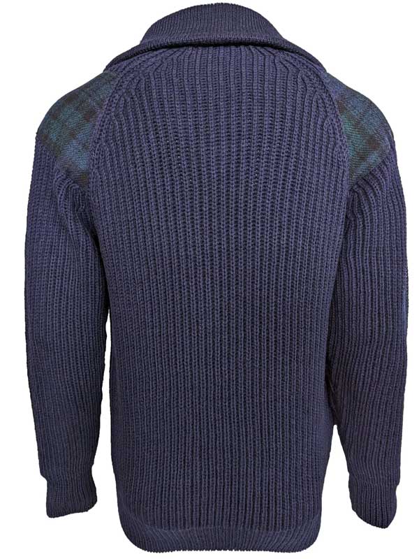 Zip sweater with Harris Tweed patches Navy - Afbeelding 3
