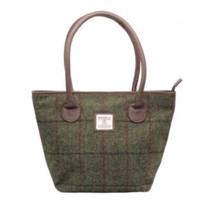 Harris Tweed Ailsa Tote Bag Green Check
