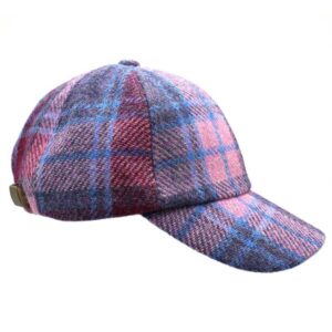 Harris Tweed Cap Rannoch Pink Blue Check