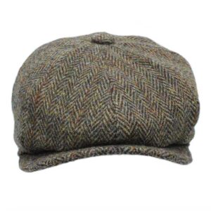 Harris Tweed Baker Boy Cap Scott Green Brown
