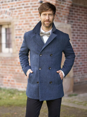 Harris Tweed Schippersjas Seaberg In Blue Herringbone