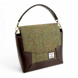 Harris Tweed Highland Messenger Bag In Country Green
