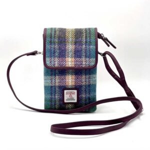 Harris Tweed Mini Crossbody Bag in Green/Purple Plaid