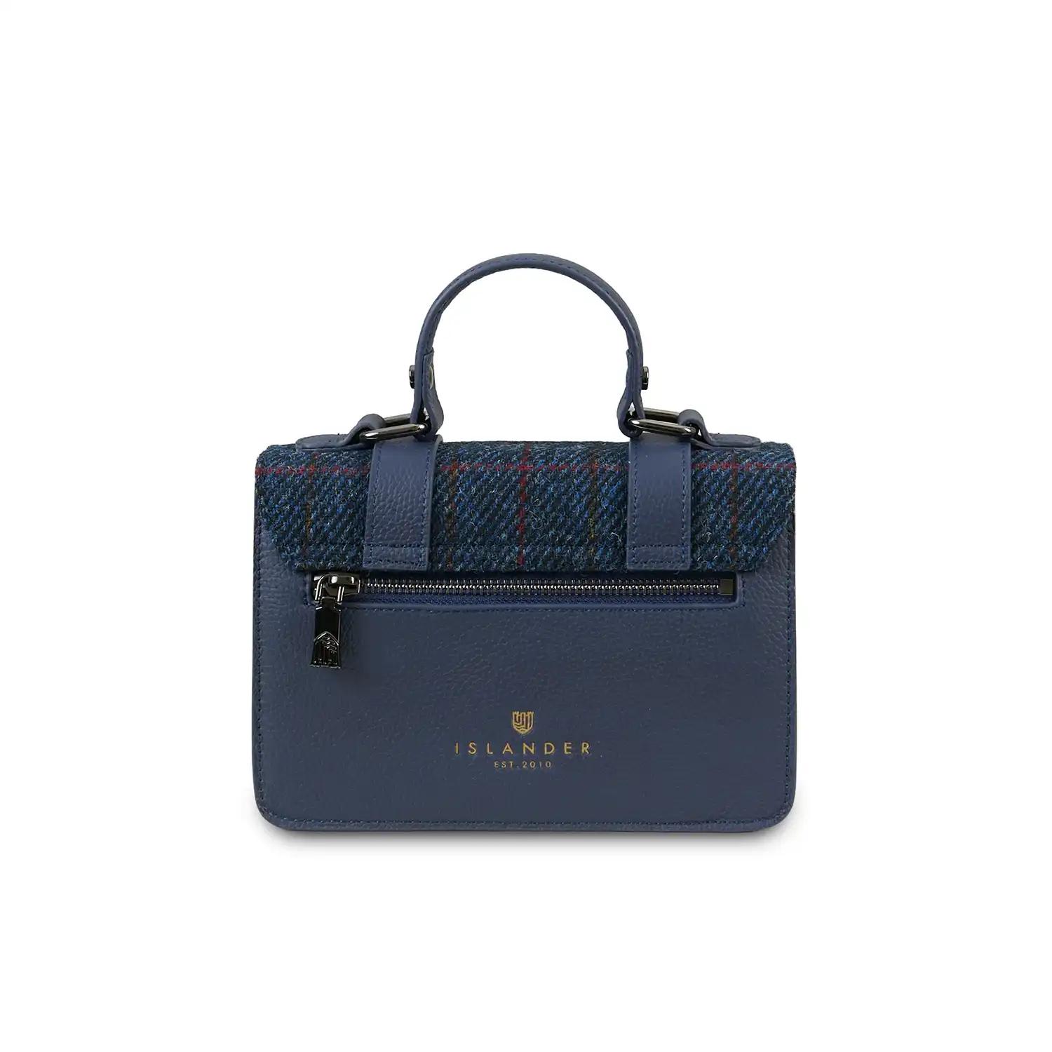 Harris Tweed Clutch, The Leather Mini Satchel, Islander, Navy Over-Check - Afbeelding 3