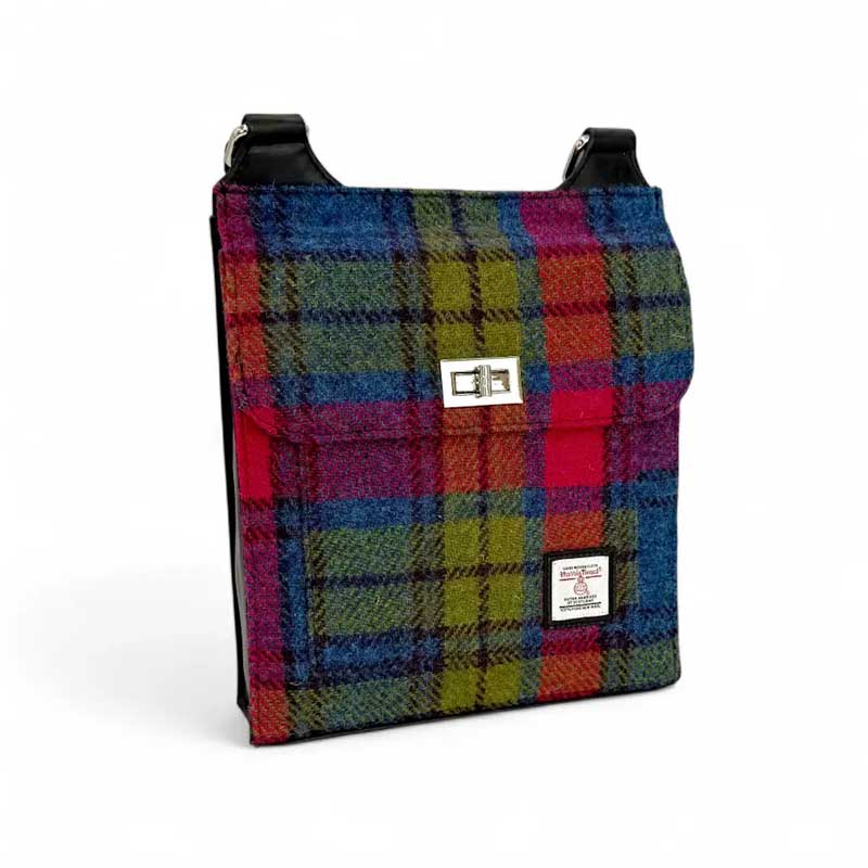 Harris Tweed Satchel Bag In Blue/Pink Check