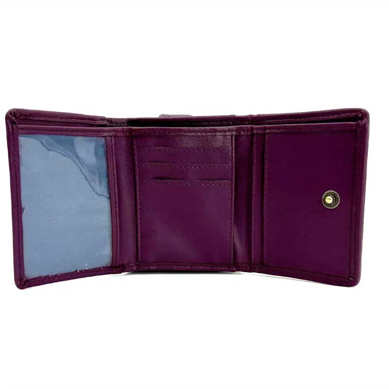 Harris Tweed Trifold Purse In Green/Purple Plaid - Afbeelding 4