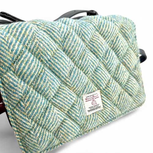 Harris Tweed Quilt Shoulder Bag In Turquoise Herringbone - Afbeelding 7