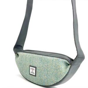 Harris Tweed Sling Bag In Turquoise Herringbone