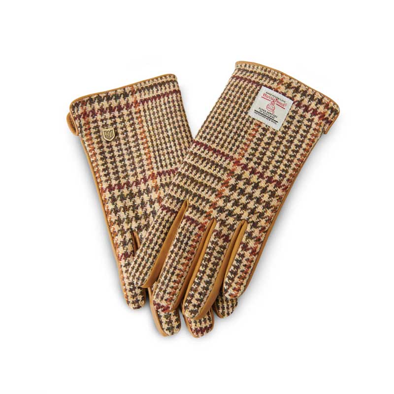 Ladies Harris Tweed Gloves Beige Dogtooth