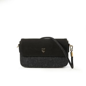 Harris Tweed Clutch, The Caithness, Islander, Black Herringbone