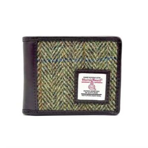 Harris Tweed Bifold Wallet In Country Green