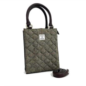 Harris Tweed Quilt Mini Tote Bag In Country Green