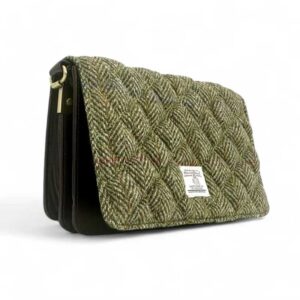 Harris Tweed Quilt Shoulder Bag In Country Green