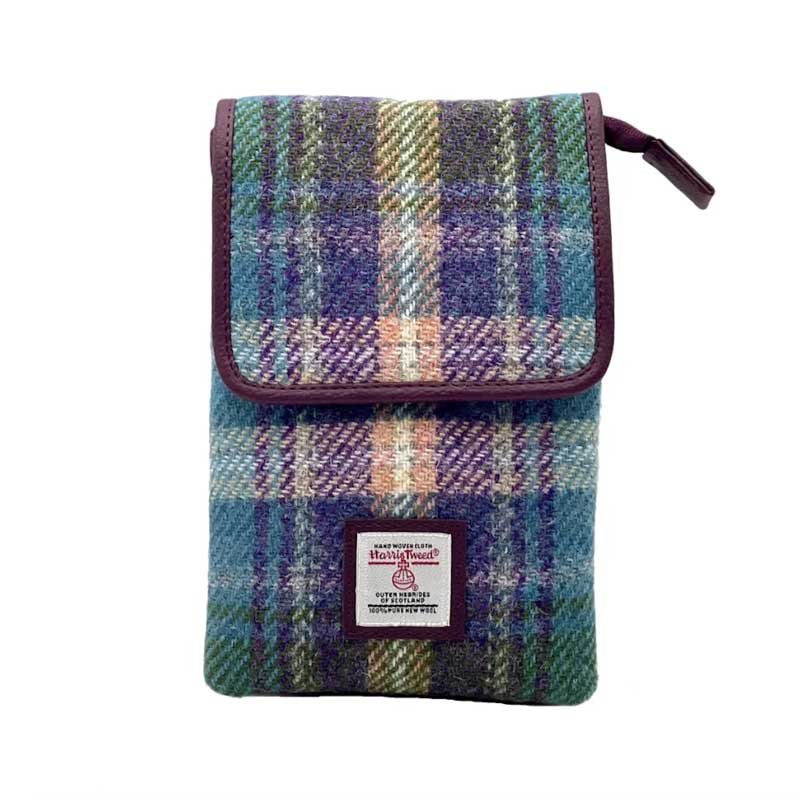 Harris Tweed Mini Crossbody Bag in Green/Purple Plaid - Afbeelding 2