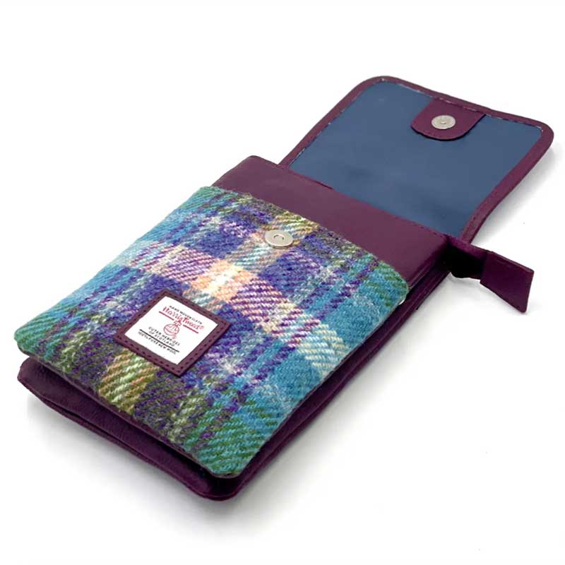 Harris Tweed Mini Crossbody Bag in Green/Purple Plaid - Afbeelding 5