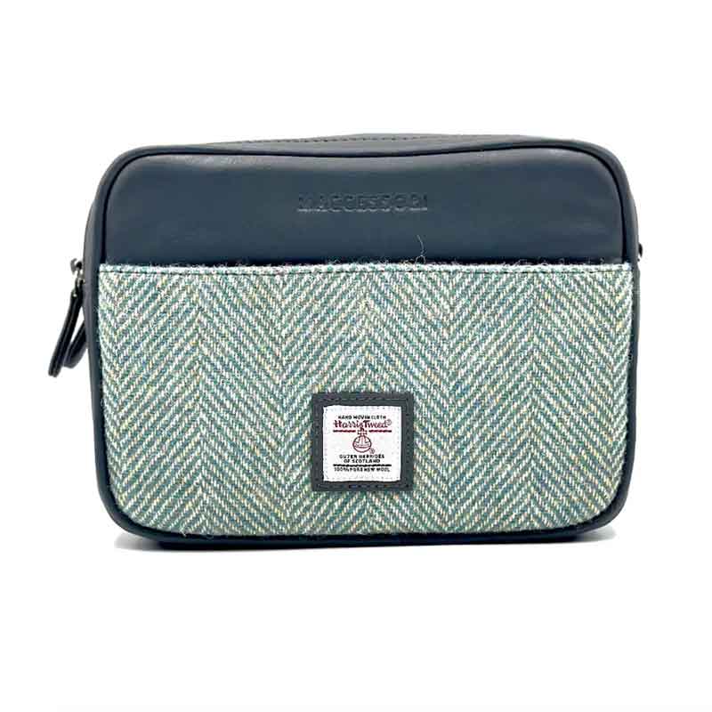 Harris Tweed Camera Bag In Turquoise Herringbone - Afbeelding 3
