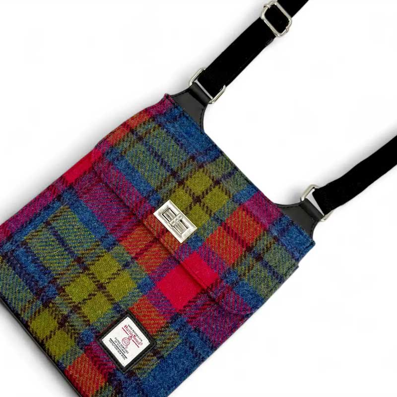 Harris Tweed Satchel Bag In Blue/Pink Check - Afbeelding 7