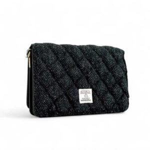 Harris Tweed Quilt Shoulder Bag In Charcoal