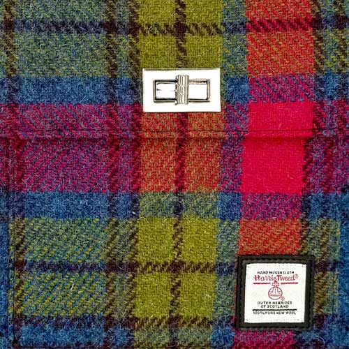 Harris Tweed Satchel Bag In Blue/Pink Check - Afbeelding 3