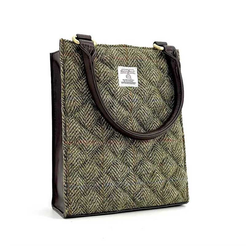 Harris Tweed Quilt Mini Tote Bag In Country Green - Afbeelding 2