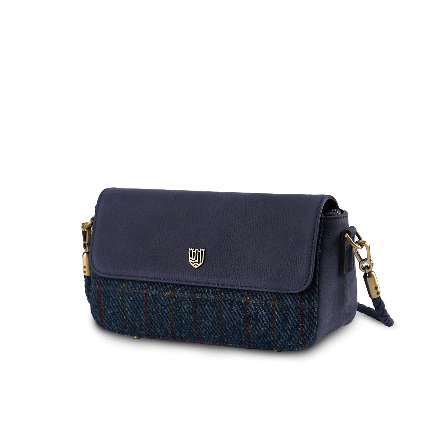Harris Tweed Clutch, The Caithness, Islander, Navy Over-Check