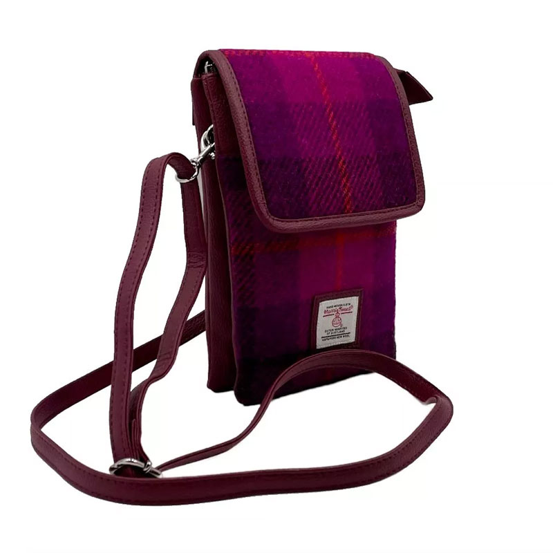 Harris Tweed Mini Crossbody Bag in Purple Check