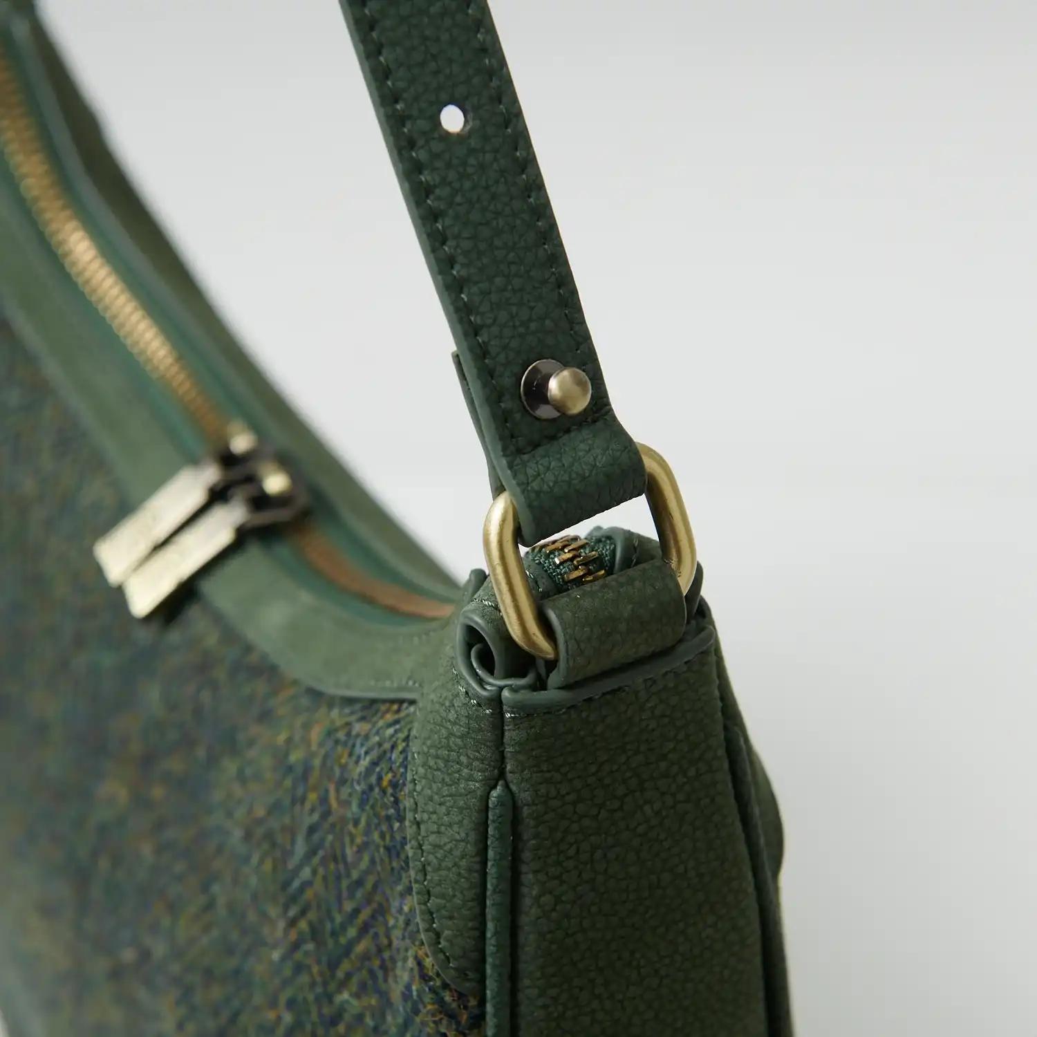 Harris Tweed Shoulder Bag, The Ellon, Islander, Dark Green Herringbone - Afbeelding 2