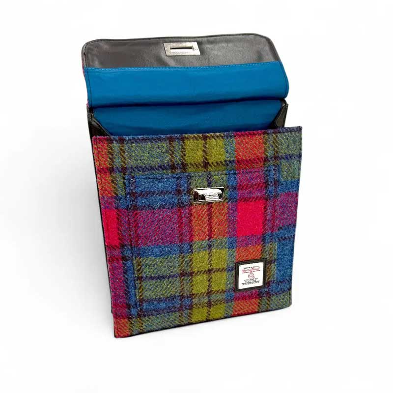 Harris Tweed Satchel Bag In Blue/Pink Check - Afbeelding 6