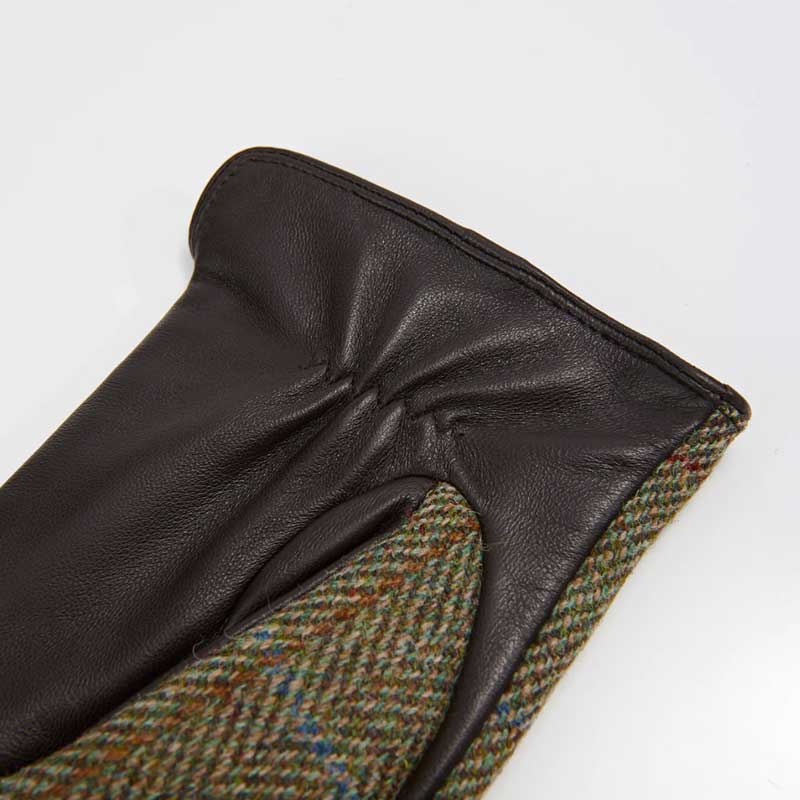 Men's Harris Tweed Gloves In Chestnut Herringbone - Afbeelding 3