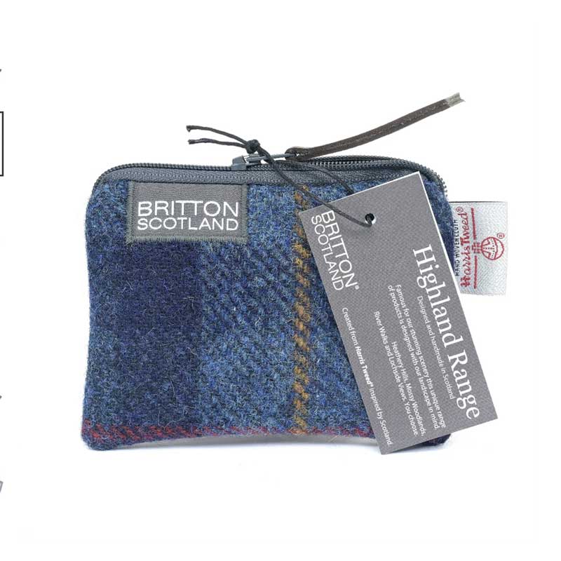 Harris Tweed Highland Card Purse Navy Plaid
