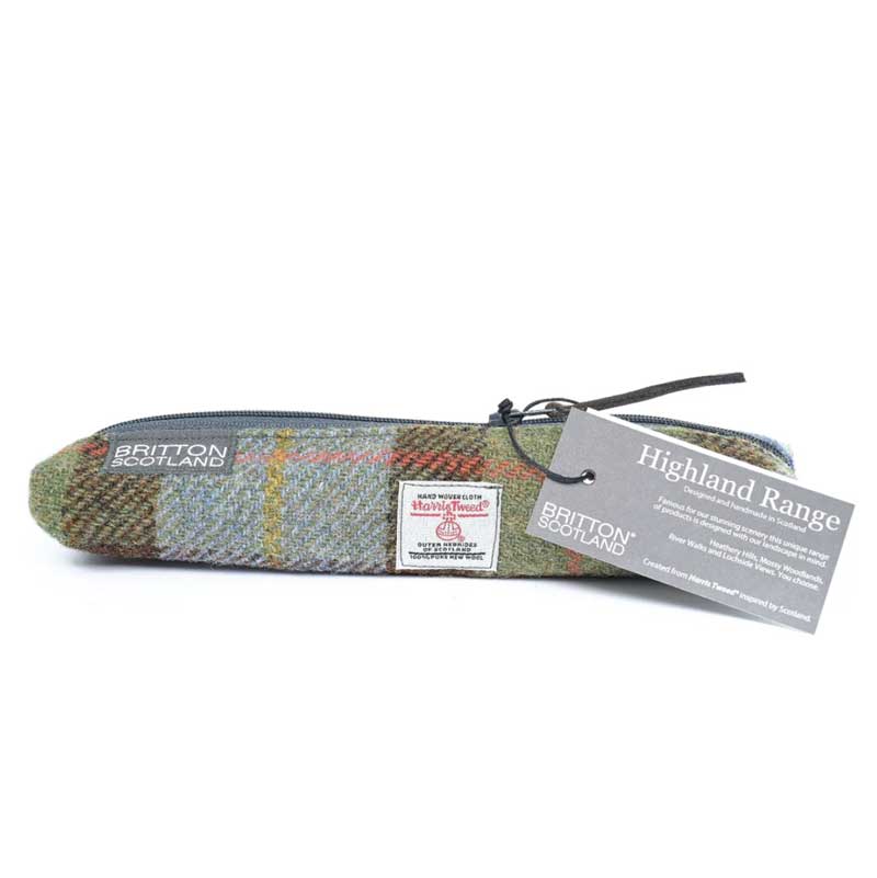 Harris Tweed Highland Range Slim Pencil Case McLeod Plaid