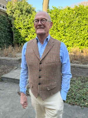 Harris Tweed Vestje Wales Met Revers In Country Houndstooth