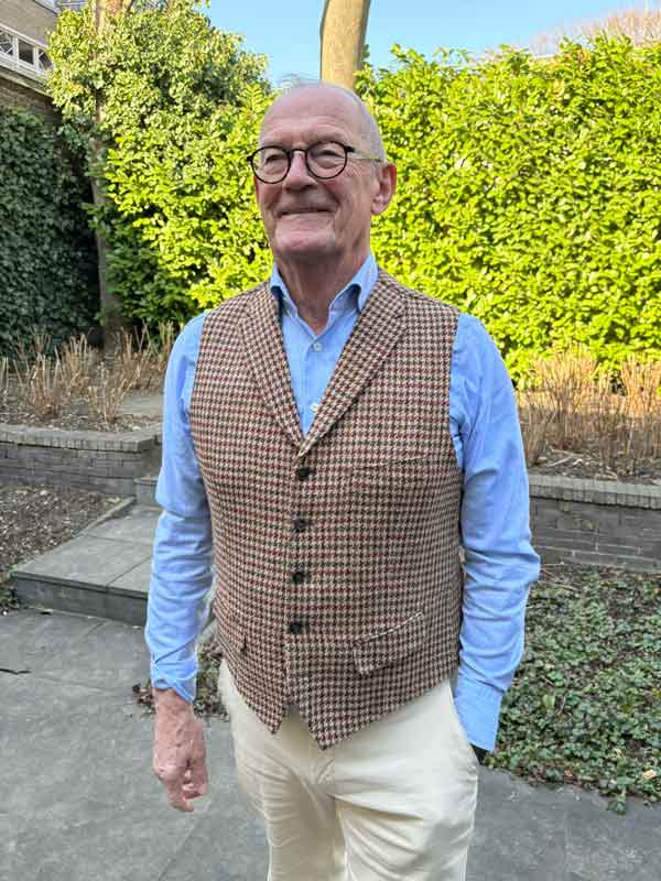 Harris Tweed Vestje Wales Met Revers In Country Houndstooth