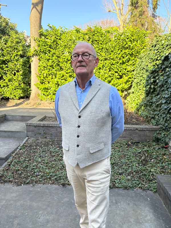 Harris Tweed Vestje Met Revers Wales in Cream Tweed