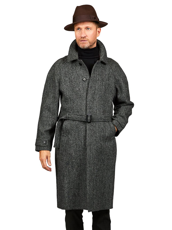 Harris Tweed Overjas Raglan, Charcoal - Afbeelding 2