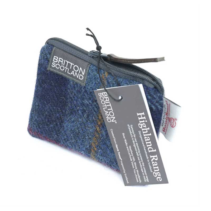 Harris Tweed Highland Card Purse Navy Plaid - Afbeelding 2