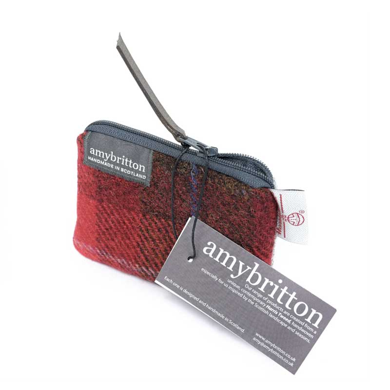 Harris Tweed Highland Card Purse Red Plaid - Afbeelding 2